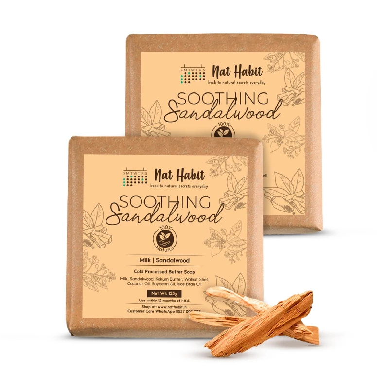 Nat Habit Cold Processed Soothing Sandalwood Butter Bath Soap, 250 g-1.webp